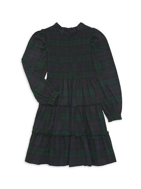 Little Girl's & Girl's Blackwatch Plaid Smocked Dress商品第1张图片规格展示