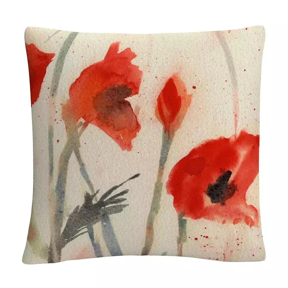 商品Baldwin|heila Golden Red Poppy Light Floral Abstract Decorative Pillow, 16" x 16",价格¥220,第1张图片