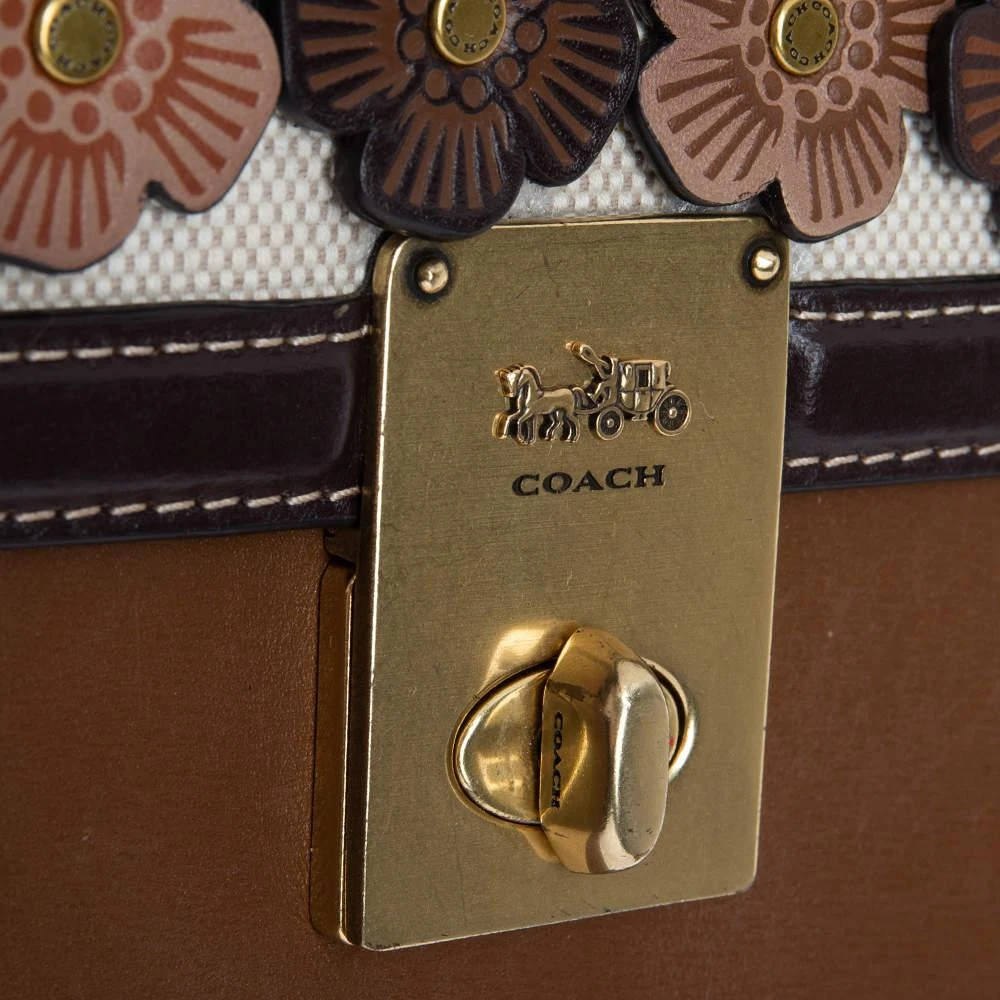 Coach Multicolor Leather And Canvas Hutton Flower Applique Shoulder Bag 商品