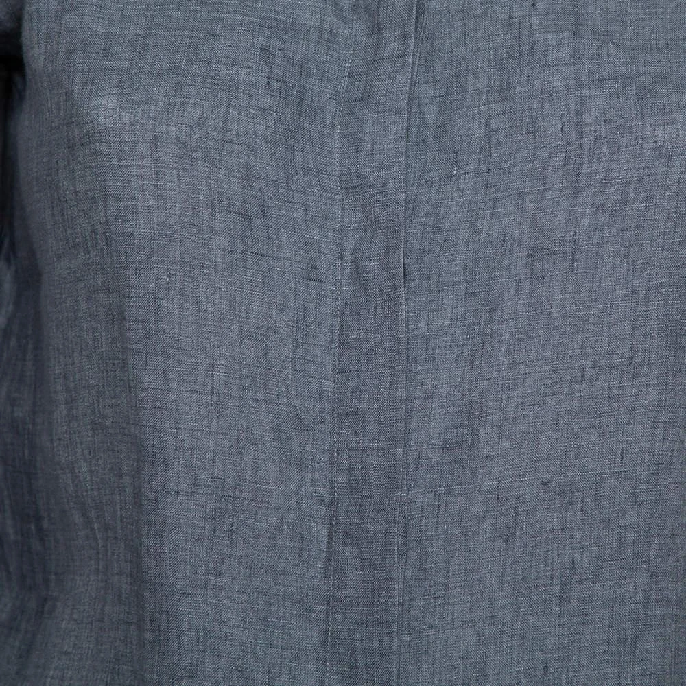 商品[二手商品] Loro Piana|Loro Piana Grey Linen Button Front Shirt S,价格¥1633,第4张图片详细描述