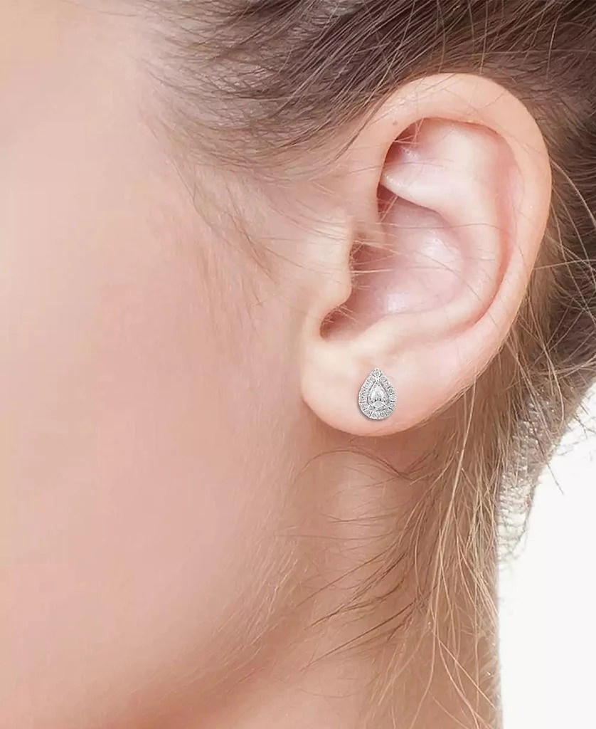商品Effy|EFFY® Diamond Pear Halo Stud Earrings (1/2 ct. t.w.) in 14k White Gold,价格¥9548,第2张图片详细描述