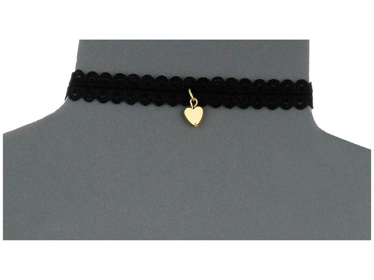商品Vanessa Mooney|Black Lace Choker with Gold Heart Charm Necklace,价格¥244,第2张图片详细描述