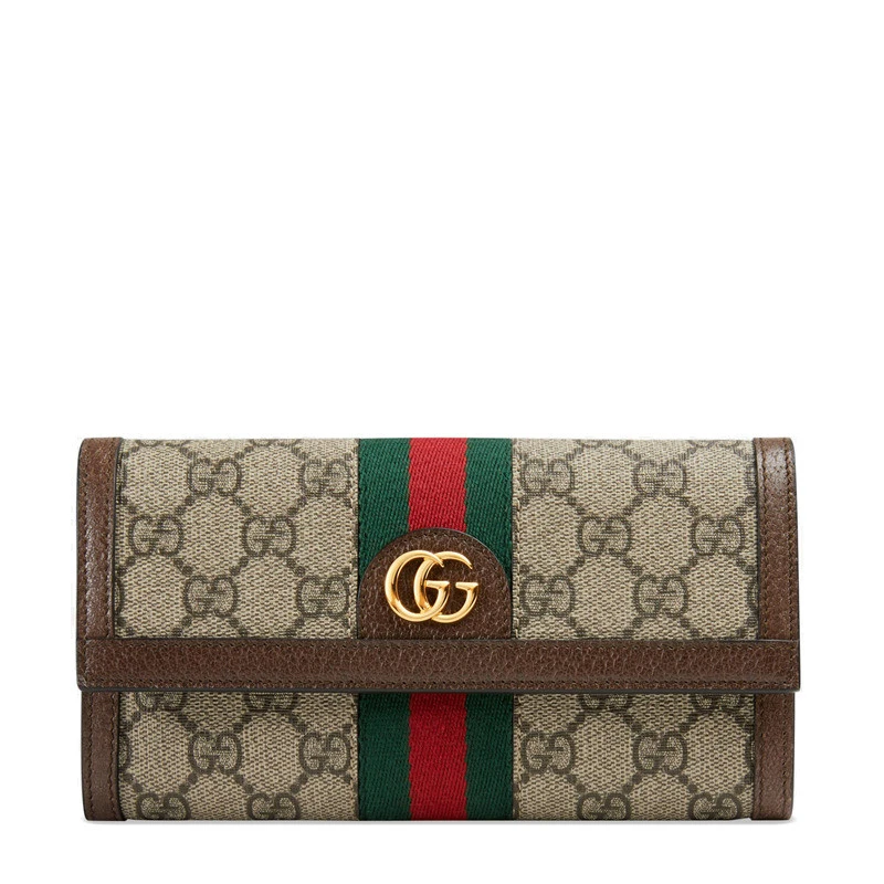 商品Gucci|GUCCI/古驰 Ophidia女士棕色帆布双G按扣钱包 523153 96IWG 8745,价格¥5039,第1张图片