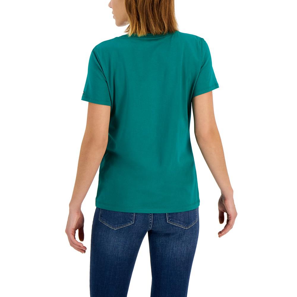 Women's Crew-Neck Rhinestone-Embellished T-Shirt商品第2张图片规格展示