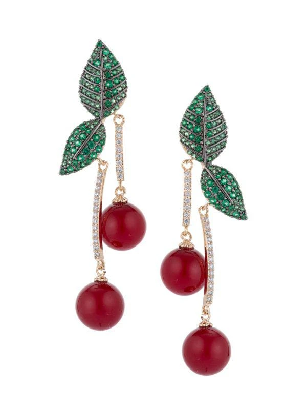 商品Eye Candy LA|The Cherry Luxe 18K Goldplated & Cubic Zirconia Dangle Earrings,价格¥259,第1张图片