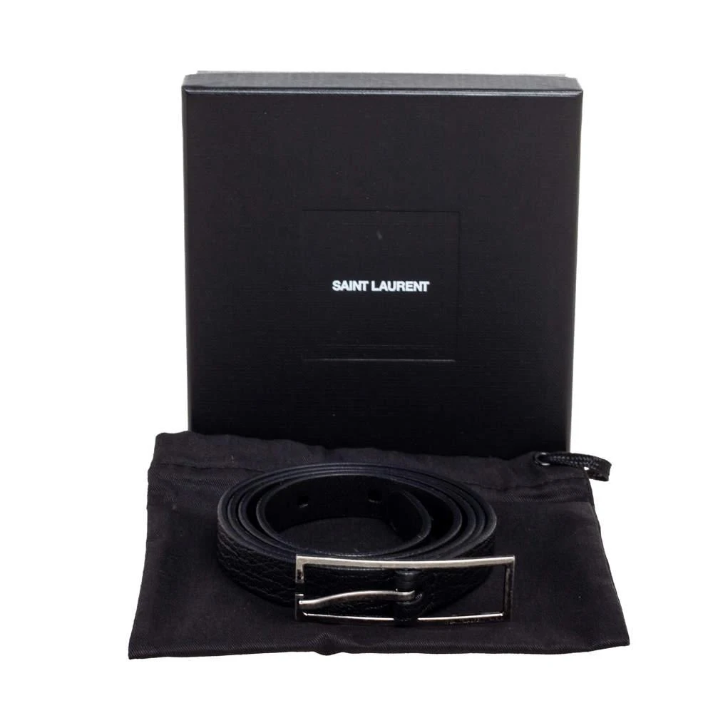 Saint Laurent Black Leather Buckle Slim Belt 85CM 商品