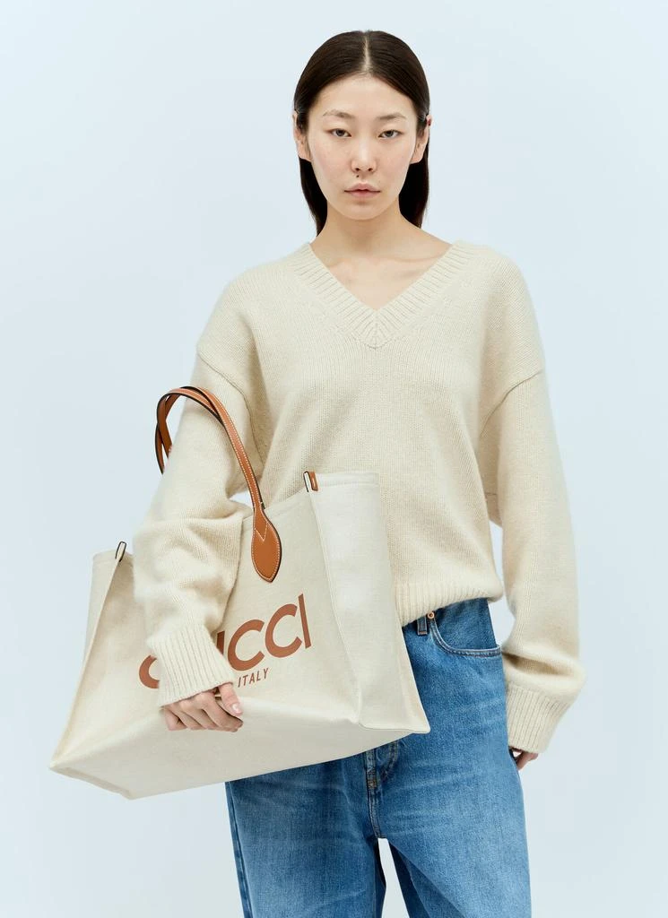 商品Gucci|Large Logo Print Canvas Tote Bag,价格¥13624,第4张图片详细描述