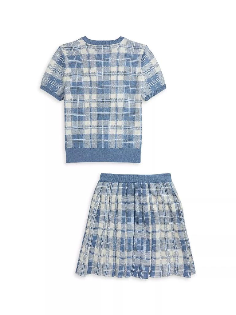 商品Ralph Lauren|Little Girl's &amp; Girl's Plaid Short-Sleeve Cardigan &amp; Pleated Skirt Set,价格¥703,第2张图片详细描述