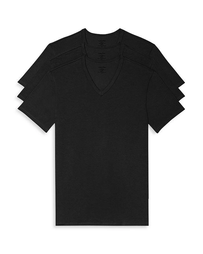 商品Calvin Klein|Cotton Stretch Moisture Wicking V Neck Tees, Pack of 3,价格¥245,第1张图片