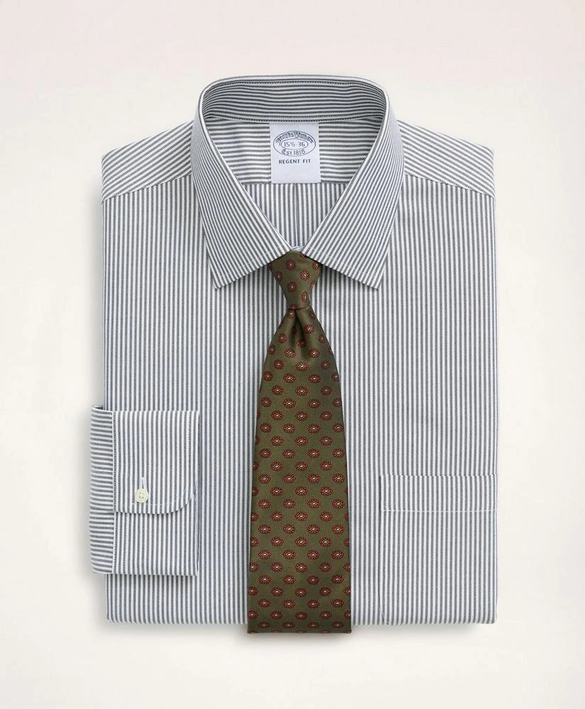商品Brooks Brothers|Stretch Regent Regular-Fit Dress Shirt, Non-Iron Herringbone Candy Stripe Ainsley Collar,价格¥368,第1张图片