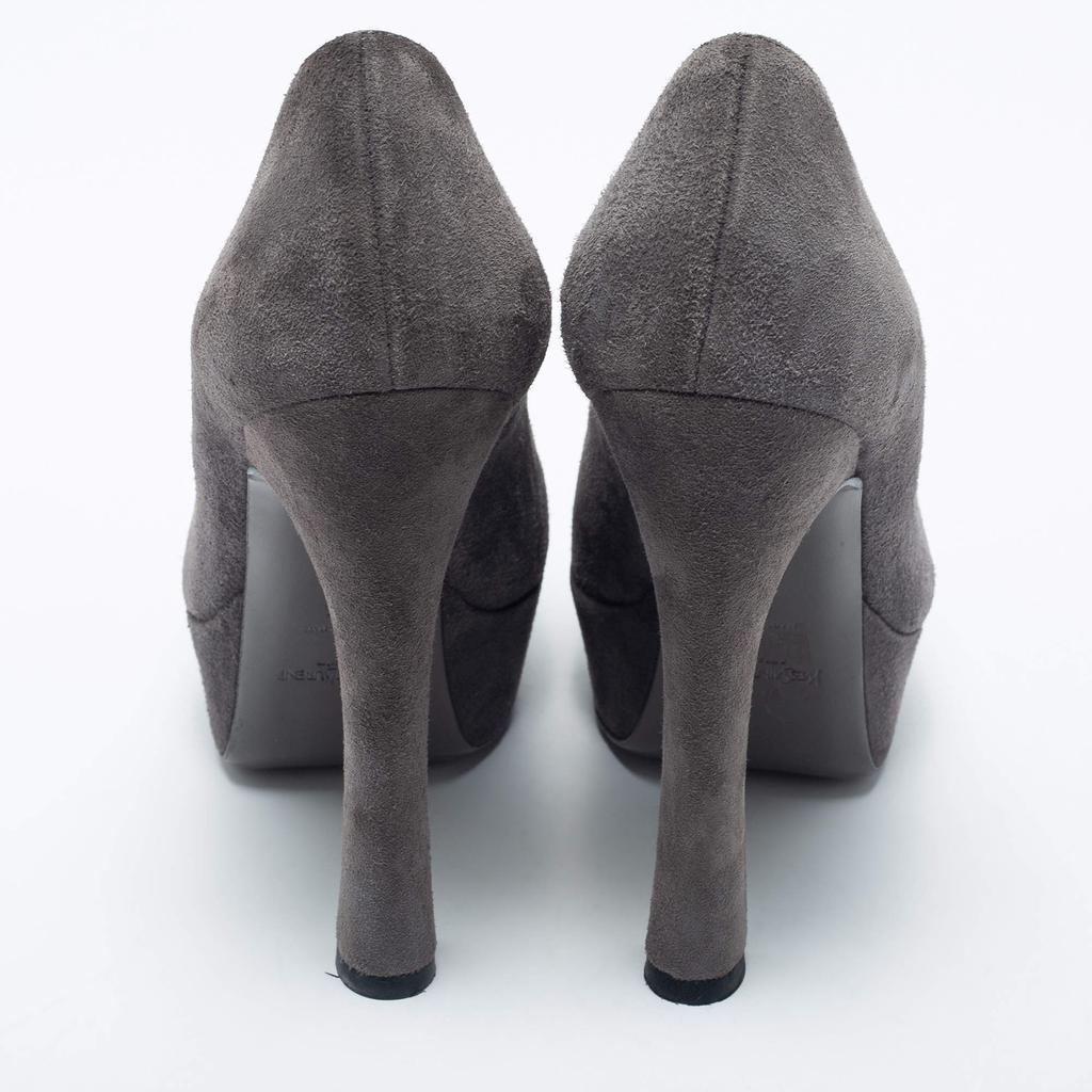 商品[二手商品] Yves Saint Laurent|Yves Saint Laurent Grey Suede Palais Platform Pumps Size 35,价格¥2744,第7张图片详细描述