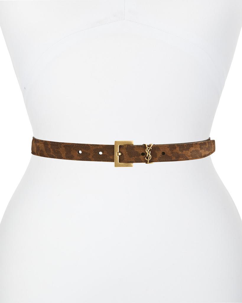 商品Yves Saint Laurent|YSL Logo Leopard Suede Belt,价格¥3476,第1张图片