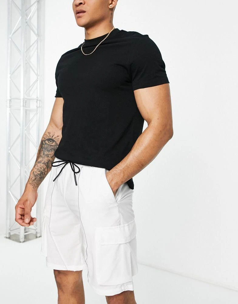 商品American Stitch|American Stitch jersey cargo shorts in white,价格¥209,第1张图片