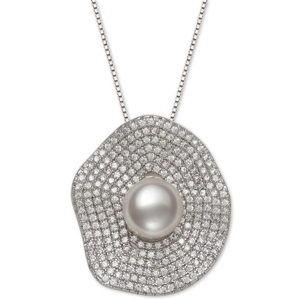 商品Belle de Mer|Cultured Freshwater Pearl (8mm) & Cubic Zirconia 18" Pendant Necklace in Sterling Silver,价格¥1501,第1张图片