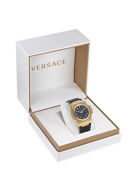 商品Versace|Greca Reaction Leather Strsp Watch,价格¥9554,第6张图片详细描述