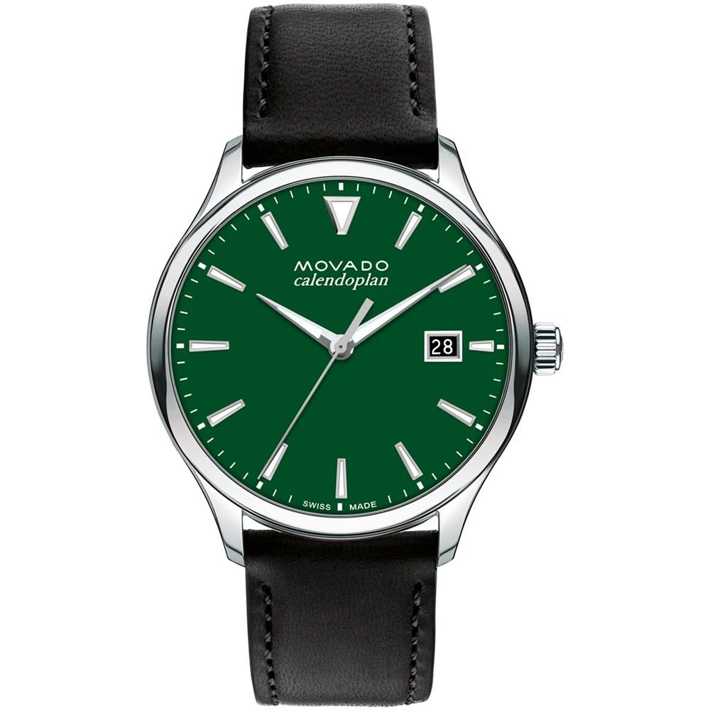 商品Movado|Men's Heritage Calendoplan Swiss Quartz Black Genuine Leather Strap Watch 40mm,价格¥3622,第1张图片