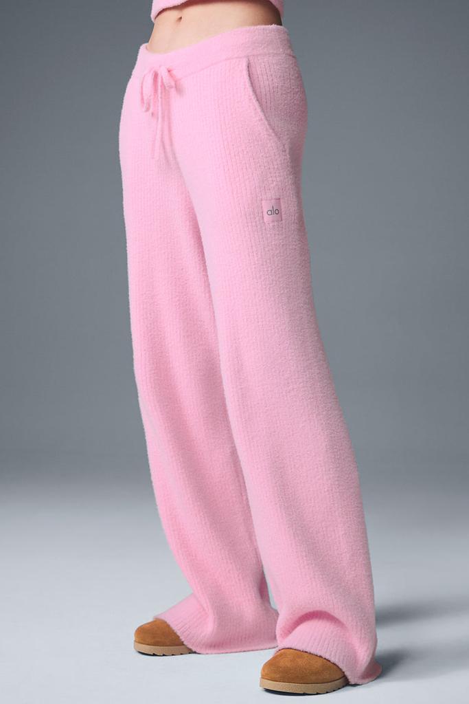 Alo Snuggle Up Sweater High-Waist Wide Leg Pant - Sweet Pink