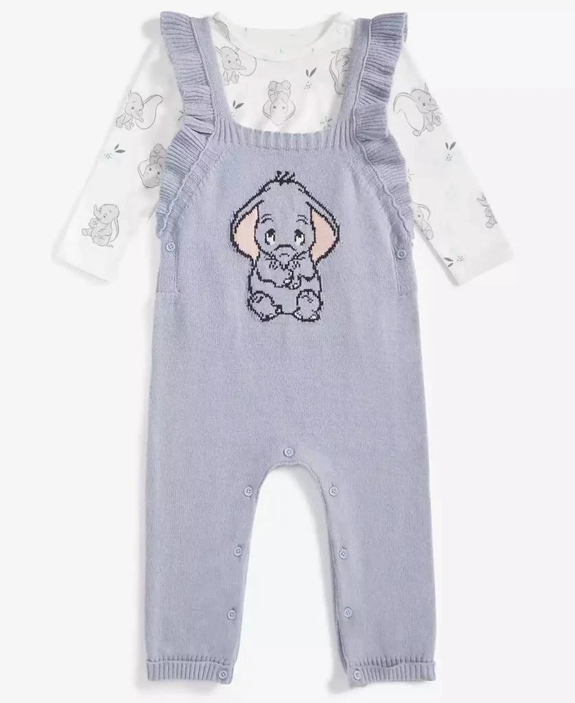 商品Disney|Baby Girls Dumbo Knit Shirt & Overalls 2-Pc Set,价格¥149,第1张图片