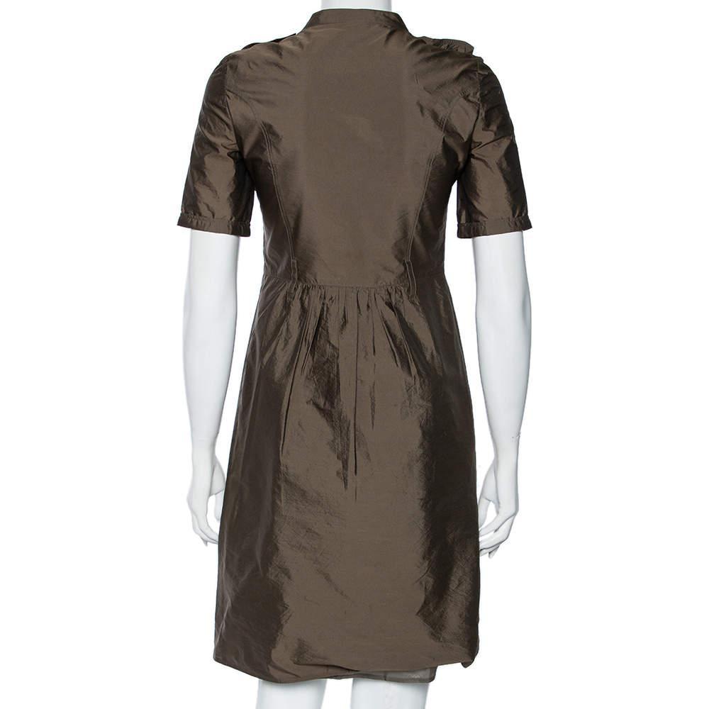 商品[二手商品] Burberry|Burberry Olive Green Ruffle Trim Belted Short Sleeve Dress XS,价格¥898,第5张图片详细描述