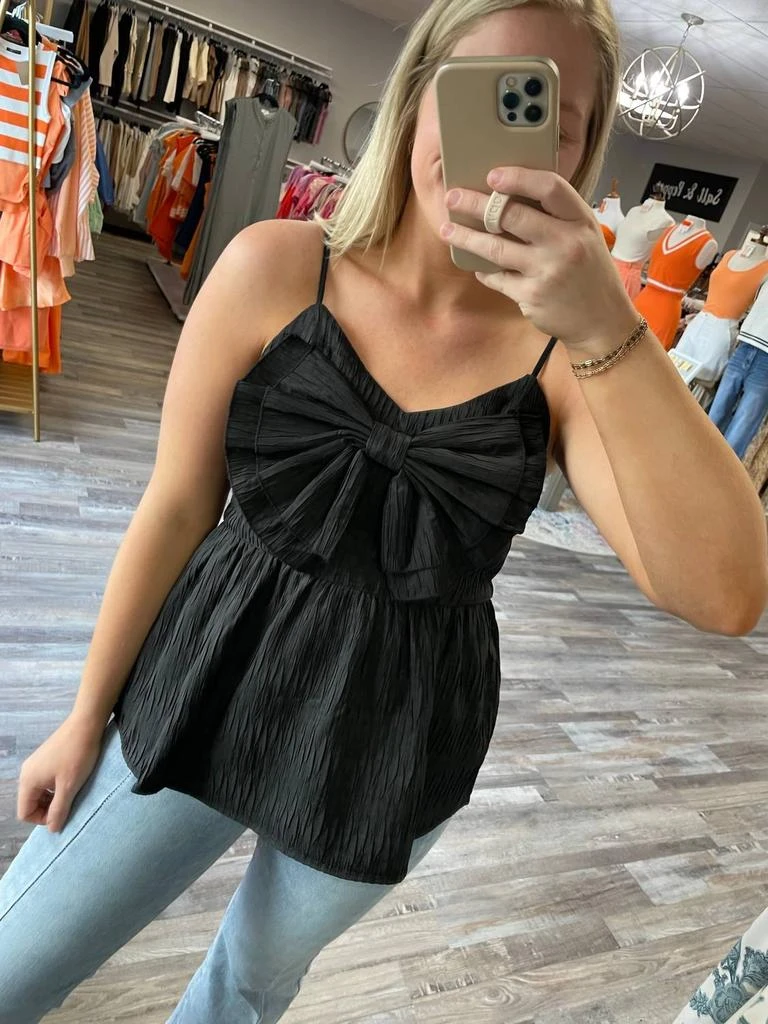 商品Heyson|Heyson - Bow Textured Babydoll Tank Top,价格¥312,第3张图片详细描述