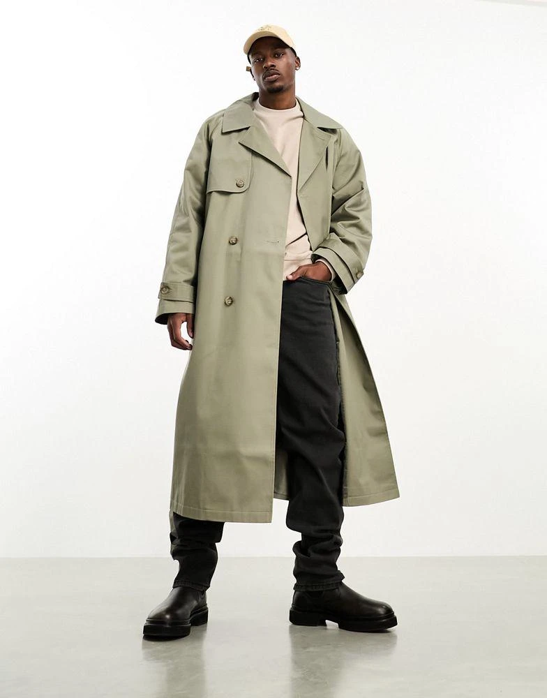 商品ASOS|ASOS DESIGN extreme oversized trench coat in khaki,价格¥290,第1张图片