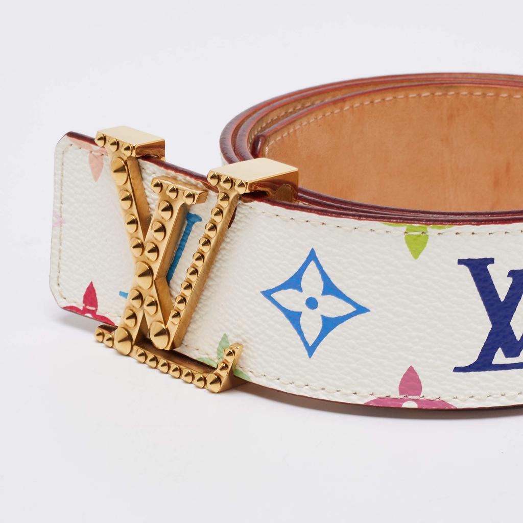 Louis Vuitton White Multicolore Monogram Canvas Studded LV Initiales Belt 80CM商品第2张图片规格展示