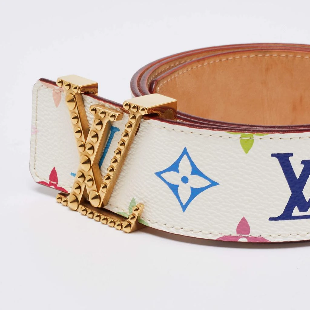 商品[二手商品] Louis Vuitton|Louis Vuitton White Multicolore Monogram Canvas Studded LV Initiales Belt 80CM,价格¥4140,第2张图片详细描述