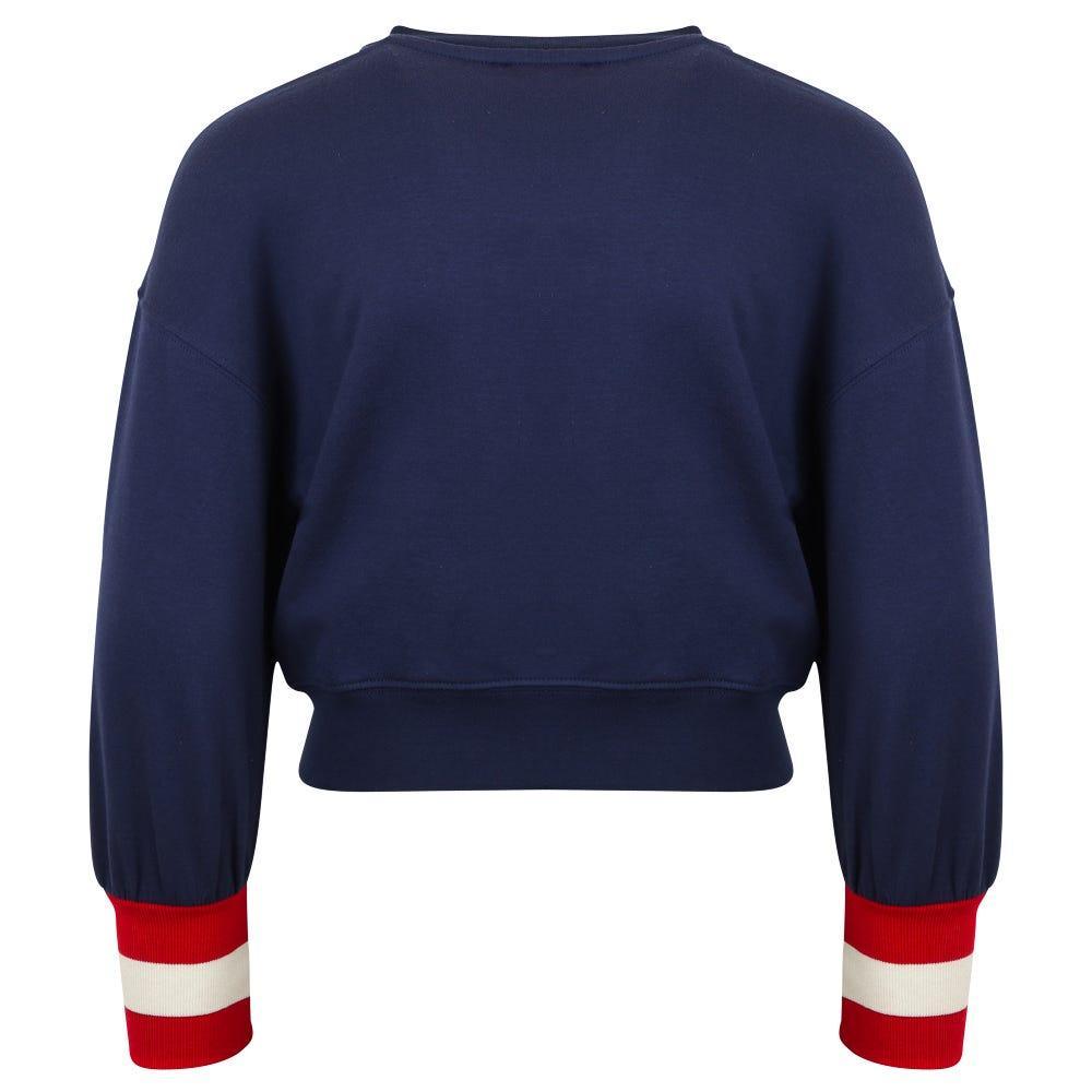 商品MONNALISA|Navy Embellished Teddy Head Motif Cropped Sweatshirt,价格¥676,第5张图片详细描述