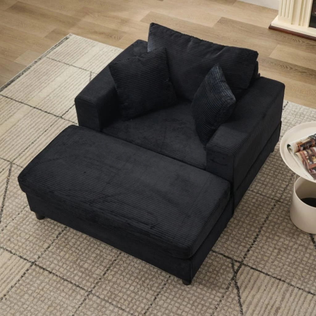 商品Streamdale Furniture|Streamdale Chaise Lounge Chair with Ottoman & Pillows,价格¥3229,第2张图片详细描述