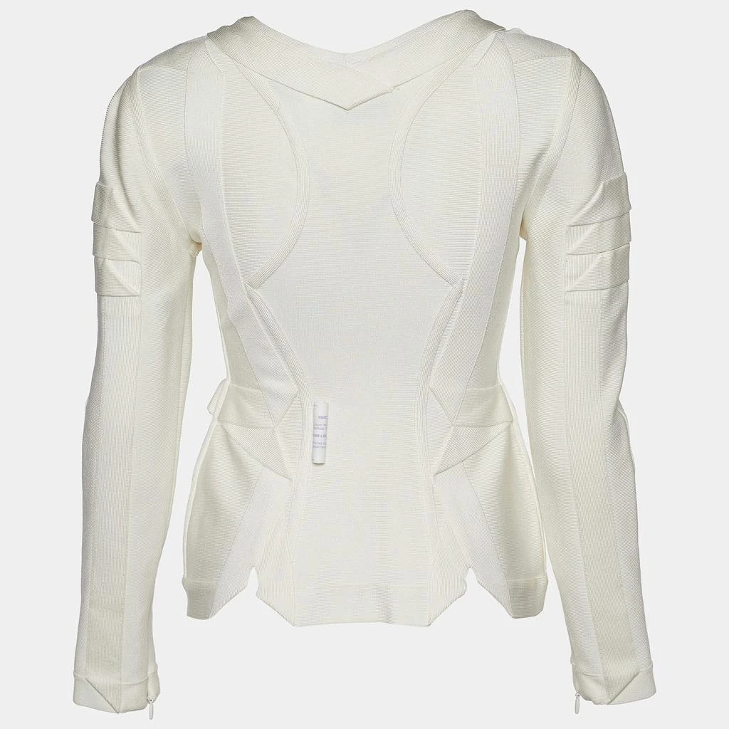 商品[二手商品] Herve Leger|Herve Leger Alabaster Knit Origami Fold Detail Viktoria Zip Up Jacket S,价格¥1257,第2张图片详细描述