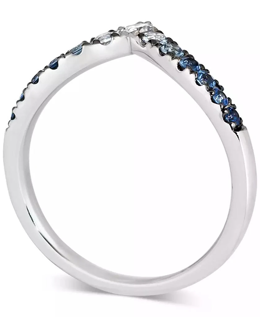 Denim Ombré (1/3 ct. t.w.) & White Sapphire (1/10 ct. t.w.) V Ring in 14k White Gold 商品