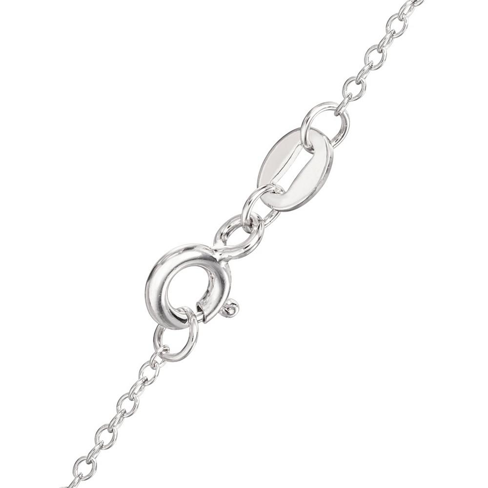 Mickey Mouse Cubic Zirconia Initial Pendant 18" Necklace in Sterling Silver商品第2张图片规格展示