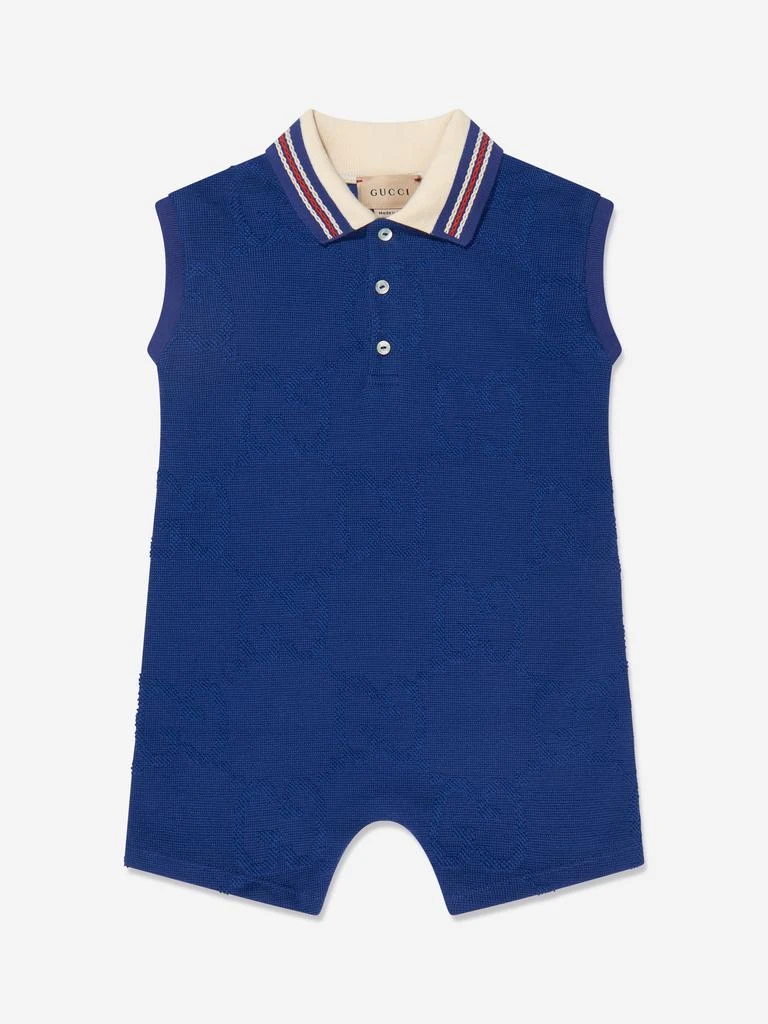 商品Gucci|Baby Boys Sleeveless Romper in Navy,价格¥2307,第1张图片
