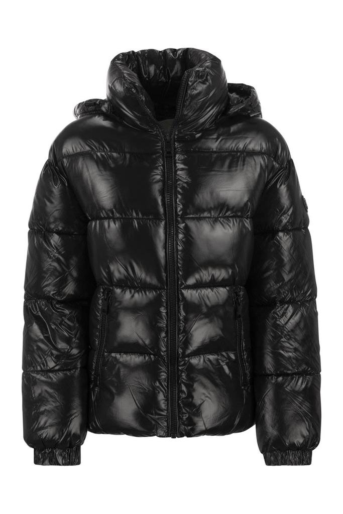 MICHAEL KORS Hooded down jacket with glossy finish商品第1张图片规格展示