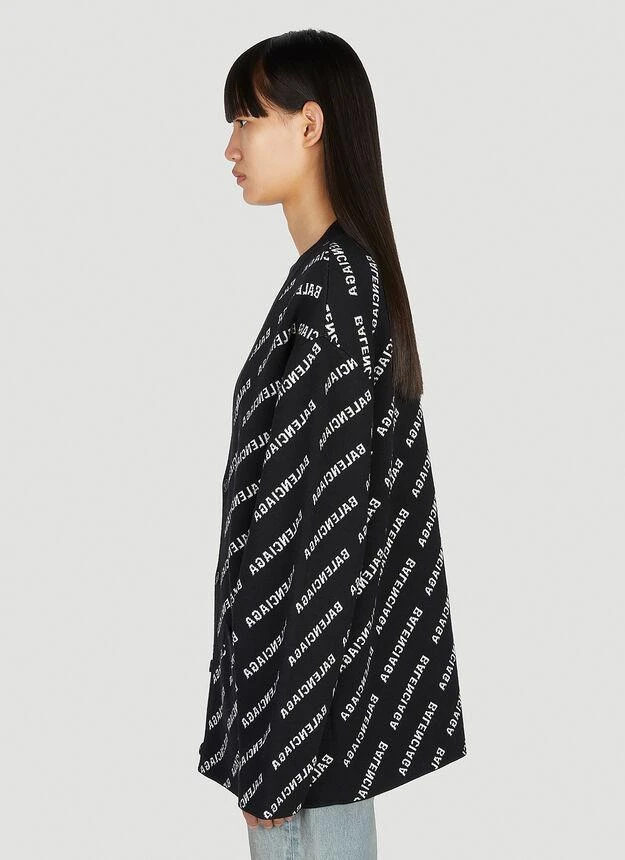 商品Balenciaga|All Over Logo Intarsia Cardigan in Black,价格¥13622,第3张图片详细描述