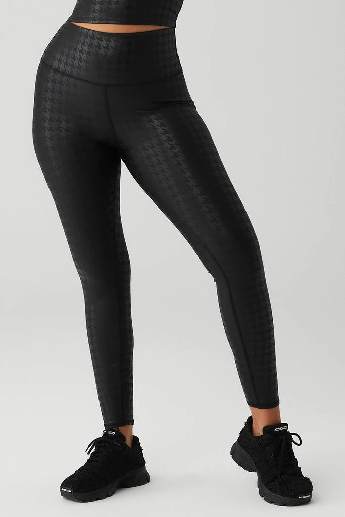 商品Alo|Airlift High-Waist Glimmer Houndstooth Legging - Black,价格¥615,第1张图片详细描述