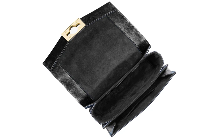 商品[国内直发] Michael Kors|迈克高仕 MK Hendrix 字母LOGO金扣翻盖纯色法式简约 皮质 斜挎包单肩包 迷你 女款 黑色,价格¥1052,第4张图片详细描述