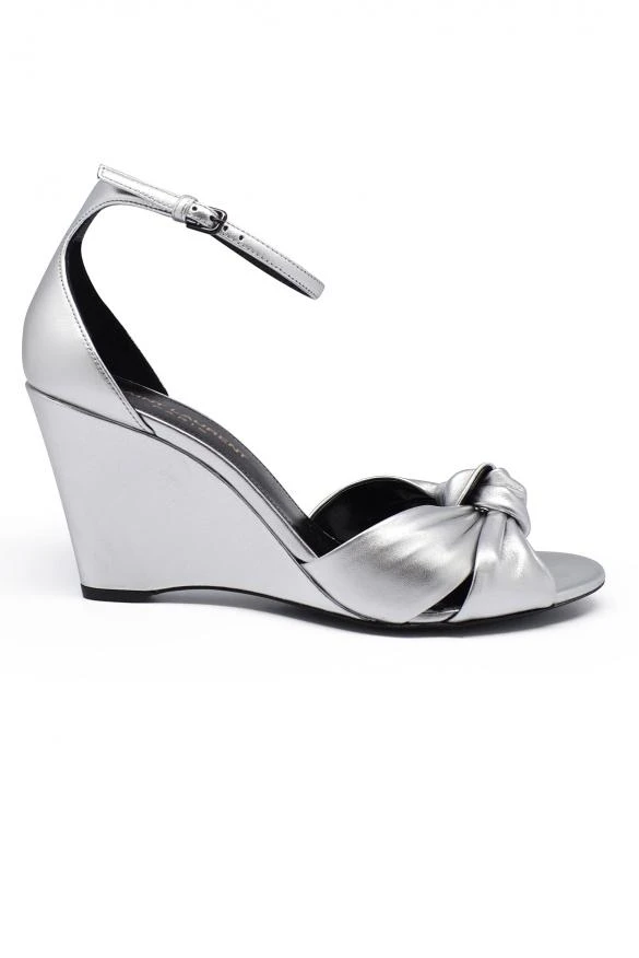 商品Yves Saint Laurent|Luxury shoes for women saint laurent bianca in silver leather sandals,价格¥3531,第1张图片