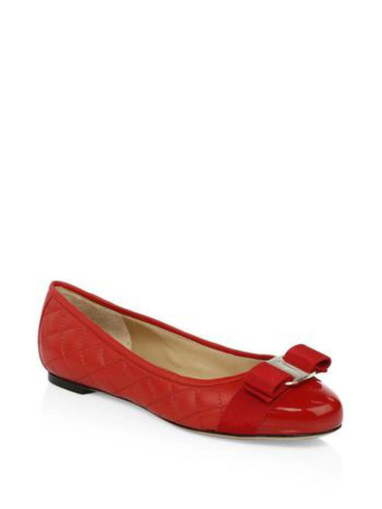 商品Salvatore Ferragamo|Varina 真皮经典蝴蝶结平底鞋,价格¥2997,第1张图片