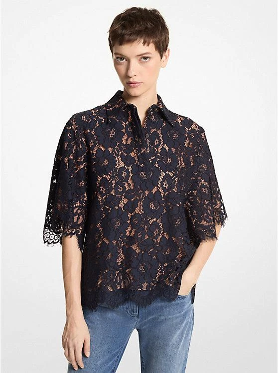 商品Michael Kors|Cotton Blend Floral Lace Shirt,价格¥7877,第1张图片