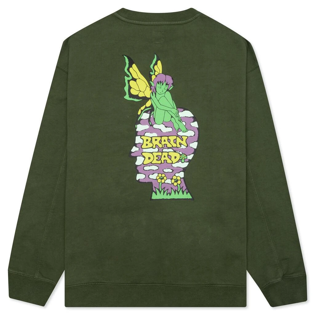 商品Brain Dead|Brain Dead Mushroom House Crewneck - Olive,价格¥456,第2张图片详细描述