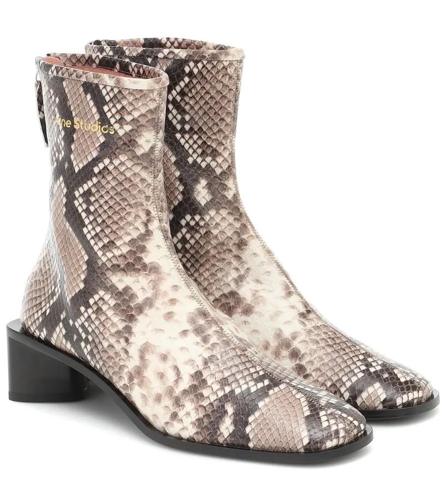 商品Acne Studios|Snake-effect leather ankle boots,价格¥2897,第1张图片