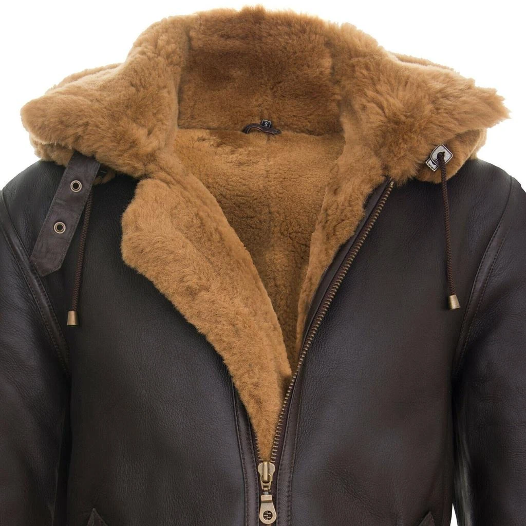 商品Infinity Leather|Mens Hooded Sheepskin Leather B3 Flying Jacket-Columbus,价格¥3711,第4张图片详细描述