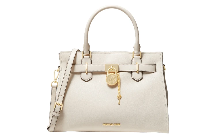 商品[国内直发] Michael Kors|迈克高仕 Hamilton系列 经典纯色锁头通勤时尚优雅 皮质 手袋斜挎包手提包 中号 女款 奶白色,价格¥2122,第1张图片