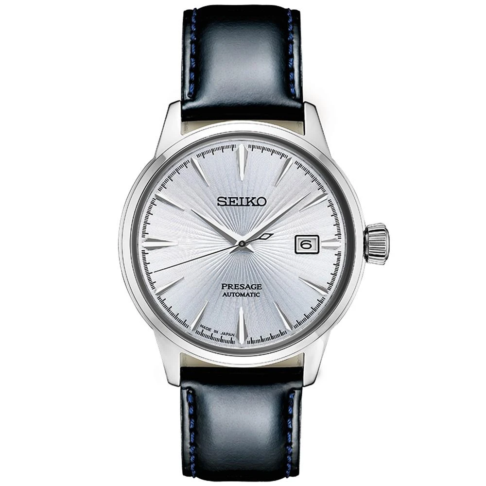 商品Seiko|Men's Automatic Presage Black Leather Strap Watch 40.5mm,价格¥3186,第1张图片