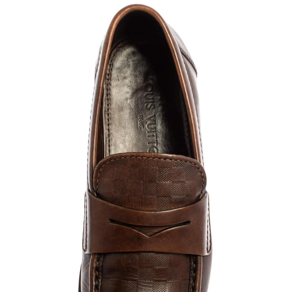 Louis Vuitton Brown Damier Embossed Leather Sorbonne Slip On Loafers Size 42 商品