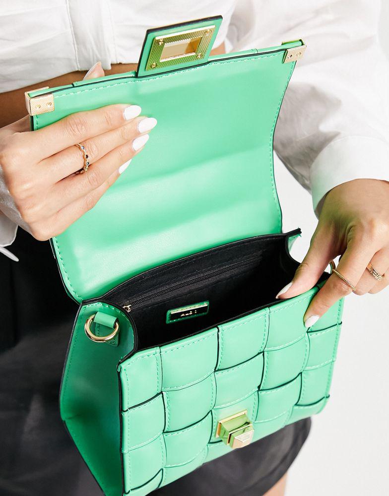 ALDO Palmata cross body bag in green weave with gold hardwear商品第3张图片规格展示