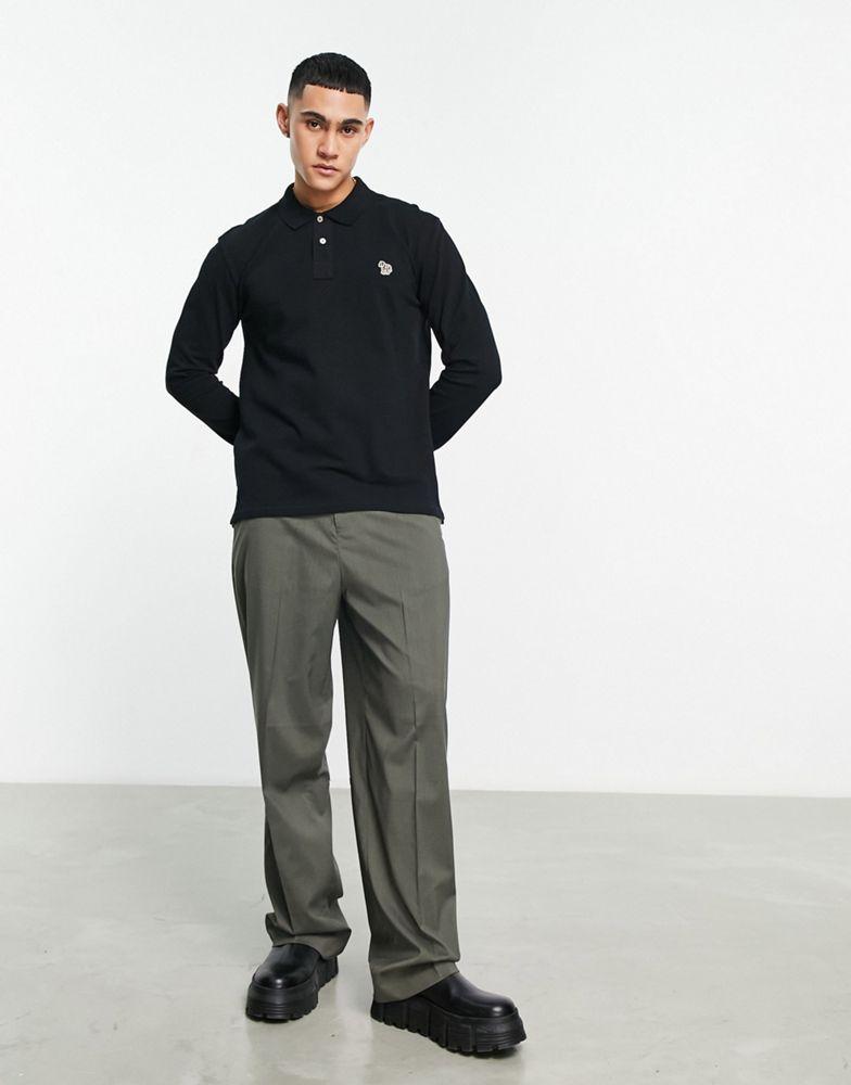 PS Paul Smith regular fit logo long sleeve polo in black商品第2张图片规格展示