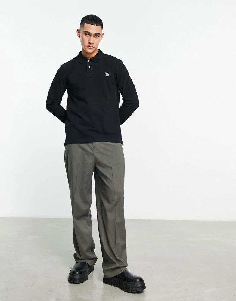 商品Paul Smith|PS Paul Smith regular fit logo long sleeve polo in black,价格¥885,第2张图片详细描述