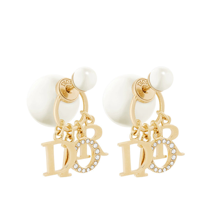 商品Dior|【预售3-7天】DIOR/迪奥 2020秋冬新款DIOR TRIBALES系列 女士镀金金属白色树脂珠对称耳环E1411TRICY_D301,价格¥4997,第1张图片
